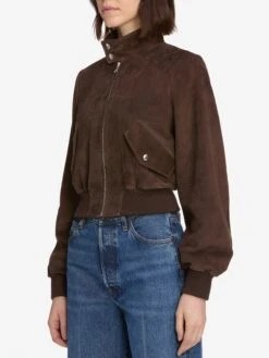 The Suede Harrington Jacket -- Coffee -Frame Fashion Shop WF25LJA009 CFFE 6434
