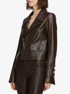 The Leather Cuffed Jacket -- Dark Brown -Frame Fashion Shop WF25LPA005 TRUF WE25LJA001 DKBR 6100