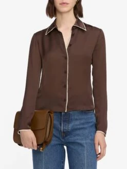 The Slim Essential Shirt -- Coffee Multi -Frame Fashion Shop WF25WSH006 COFM 2255