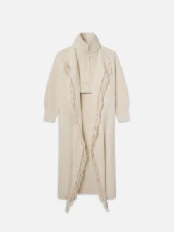 Jacquard Fringe Coat -- Stone