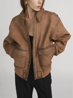 The Distressed Leather Jacket -- Dark Camel 9 The Distressed Leather Jacket -- Dark Camel -Frame Fashion Shop WP26LJA002 DACM 2832