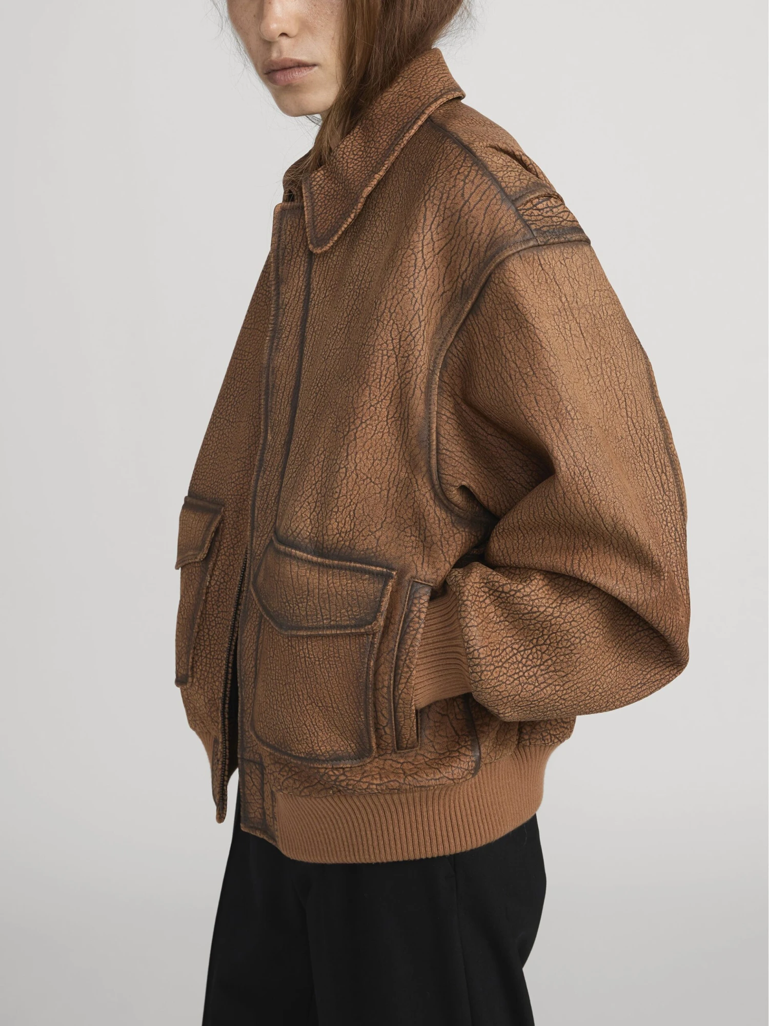 The Distressed Leather Jacket -- Dark Camel 5 The Distressed Leather Jacket -- Dark Camel - Image 5