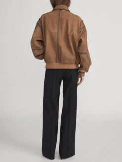 The Distressed Leather Jacket -- Dark Camel 12 The Distressed Leather Jacket -- Dark Camel -Frame Fashion Shop WP26LJA002 DACM 2911