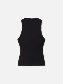 Rib Scoop Neck Tank -- Black -Frame Fashion Shop WS24JKT009 BLK BACK 7603