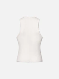 Rib Scoop Neck Tank -- White -Frame Fashion Shop WS24JKT009 WHT BACK 7593