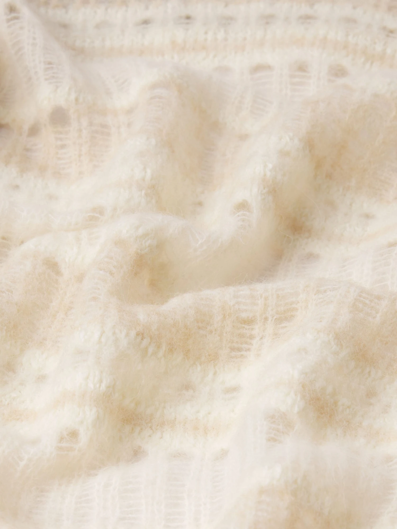 The Short Sleeve Stitch Mix Sweater -- Cream Multi 2 The Short Sleeve Stitch Mix Sweater -- Cream Multi - Image 2