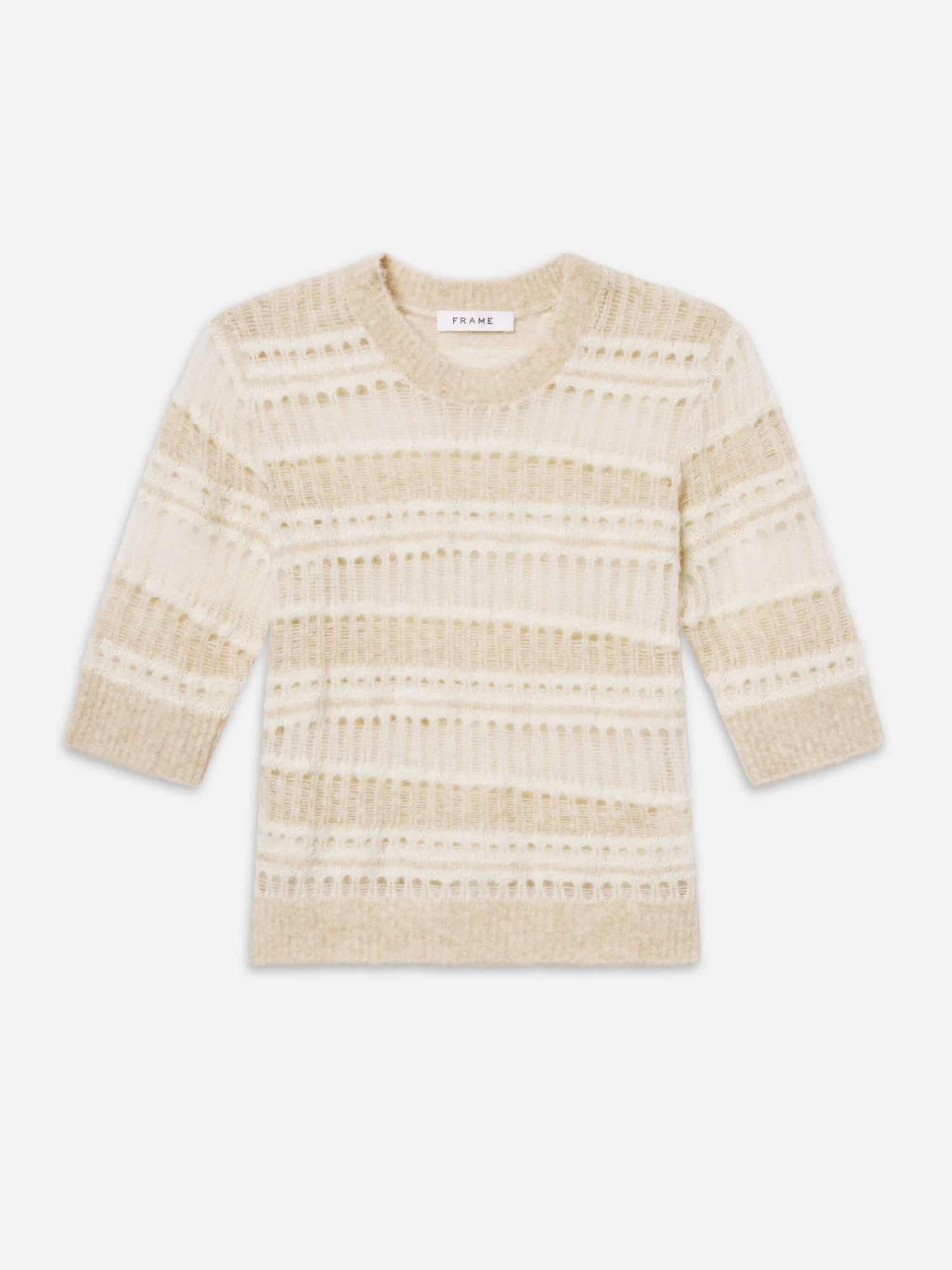 The Short Sleeve Stitch Mix Sweater -- Cream Multi 1 The Short Sleeve Stitch Mix Sweater -- Cream Multi