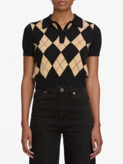 The Argyle Short Sleeve Polo -- Navy Multi 9 The Argyle Short Sleeve Polo -- Navy Multi -Frame Fashion Shop WS25KSW053 NAMU 7109