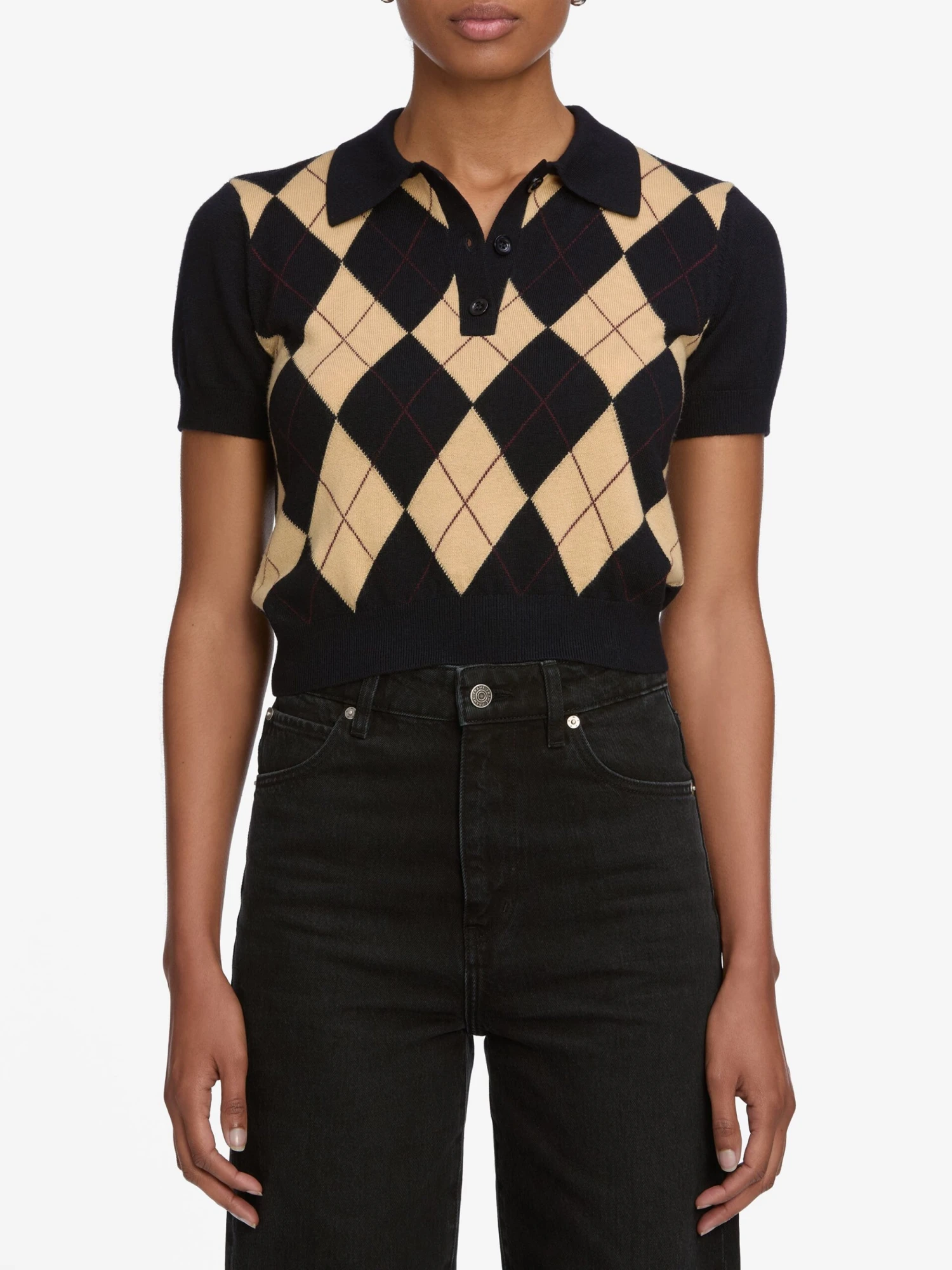 The Argyle Short Sleeve Polo -- Navy Multi 3 The Argyle Short Sleeve Polo -- Navy Multi - Image 3