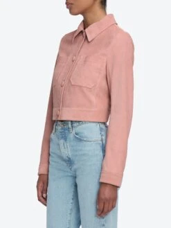 The Small Suede Jacket -- Flamingo -Frame Fashion Shop WS25LJA003 FLAM 3282 V2