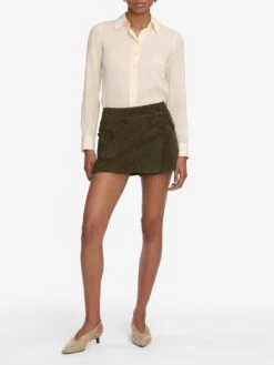 The Suede Cargo Mini Skirt -- Cypress -Frame Fashion Shop WS25LSK004 CYPR 12883