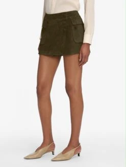 The Suede Cargo Mini Skirt -- Cypress -Frame Fashion Shop WS25LSK004 CYPR 12903