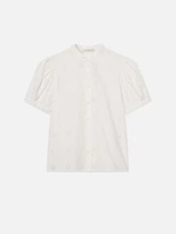 The Eyelet Gathered Top -- White